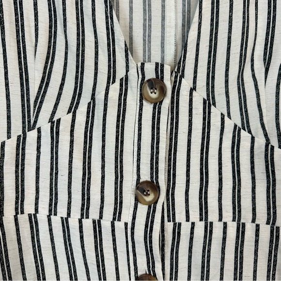 ASOS | White Striped Plunge V-Neck Button Front Mini Dress Size 6 - Picture 6 of 8